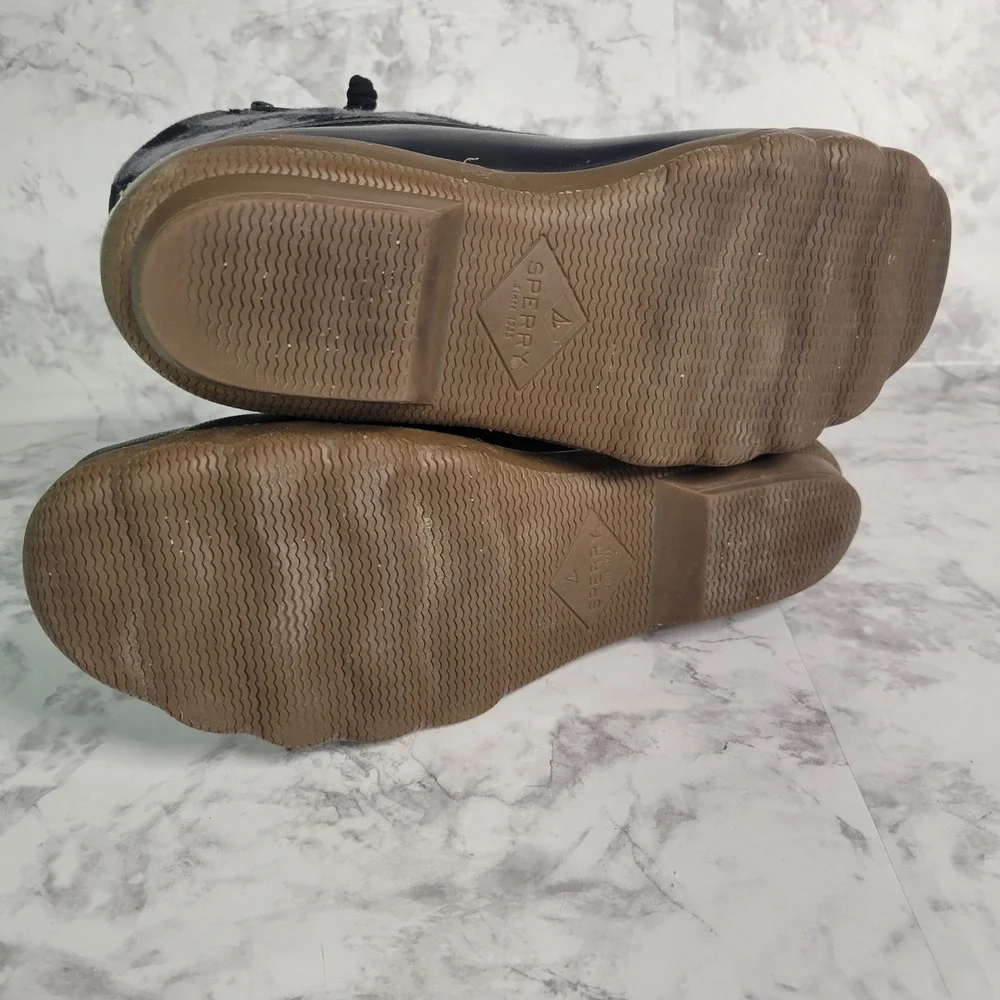 Sperry Saltwater Duck Boots Womens Black Grey Buffalo Plaid‎ Flannel